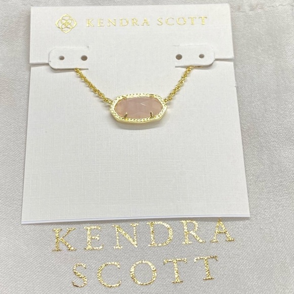 New Kendra Scott Gold Elisa in Rose Quartz - Picture 2 of 5